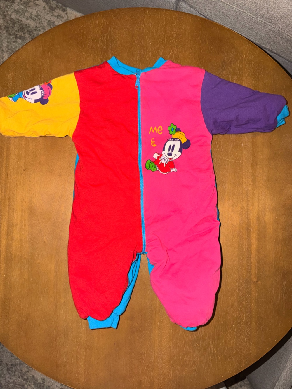 Vintage Mickey & Friends (Disney) Colorblock Baby Sleep Suit - 6-12M
